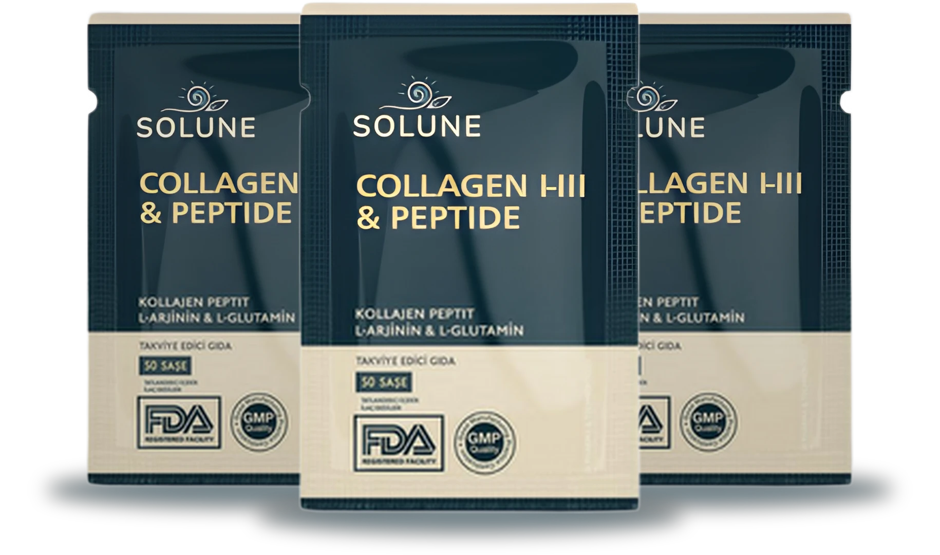 Üç adet Solune Kolajen I-III & Peptit saşesi